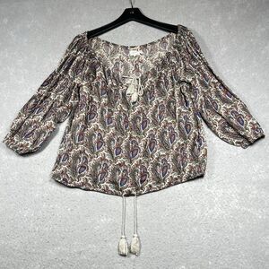 Ralph Lauren Blouse Womens Size XS Paisley Denim Supply Gauzy Feel RL Boho